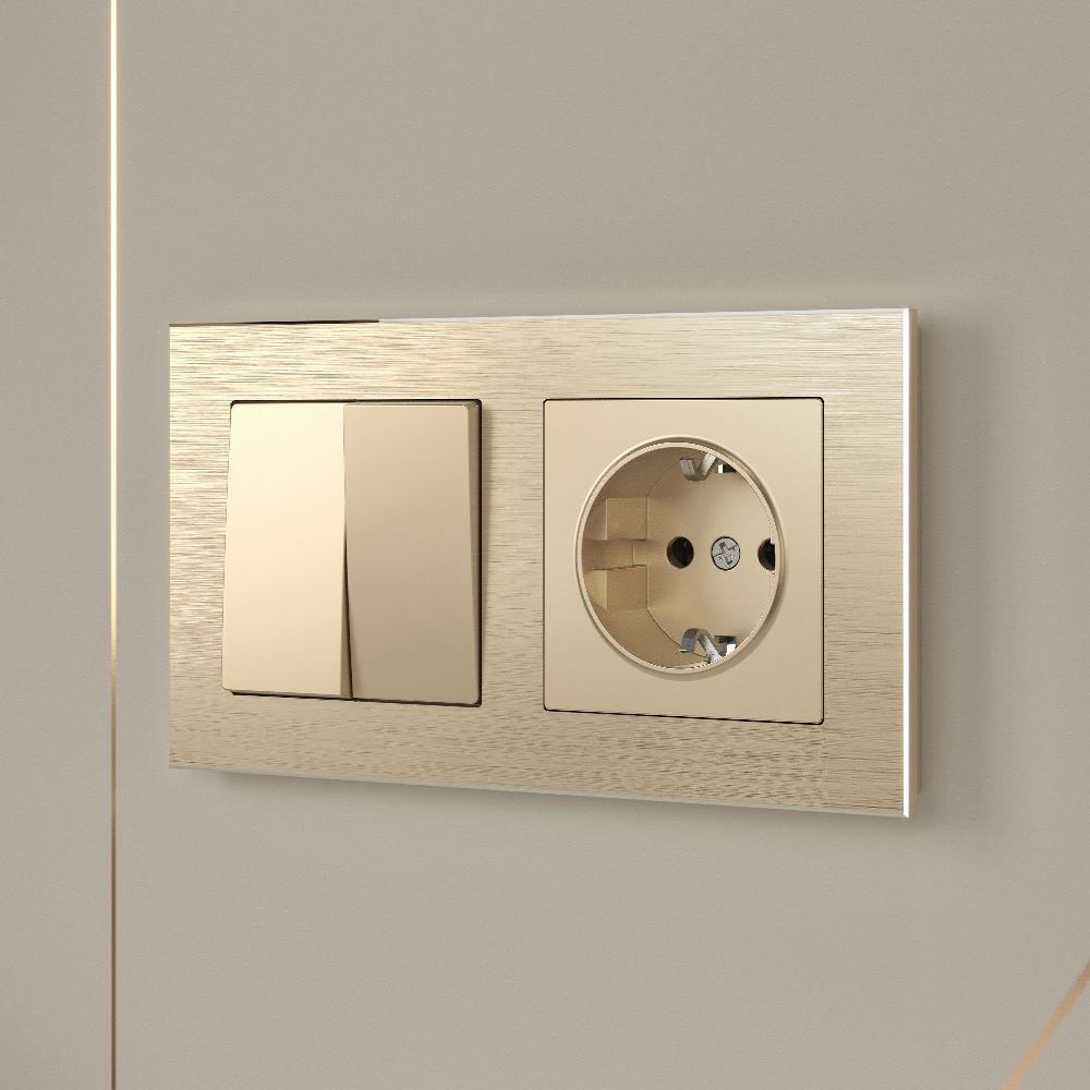 Рамка из металла Werkel Aluminium на 2 поста Шампань W0021711 — изображение 2