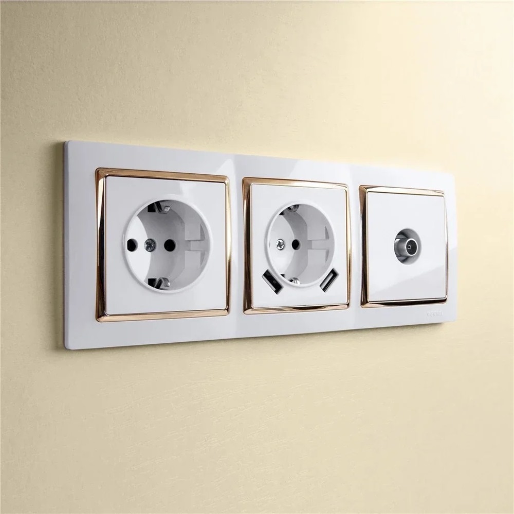 Рамка из поликарбоната Werkel Snabb на 3 поста Белый / Золото W0031933 — изображение 3