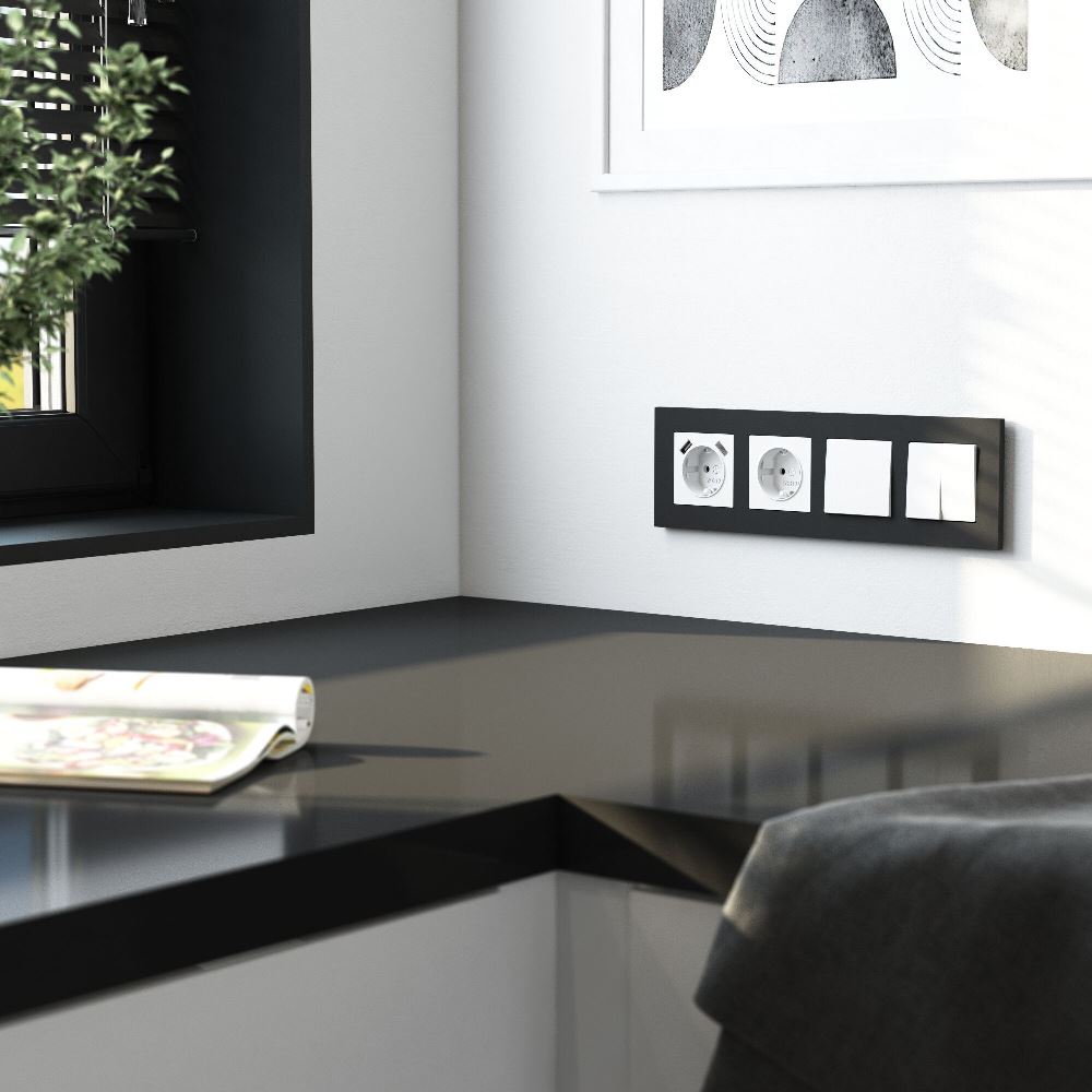 Рамка из поликарбоната Werkel Slab на 4 поста Черный W0042908 — изображение 2