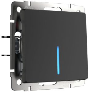 Выключатель одноклавишный встраиваемый Werkel с подсветкой Черный матовый W1110108
