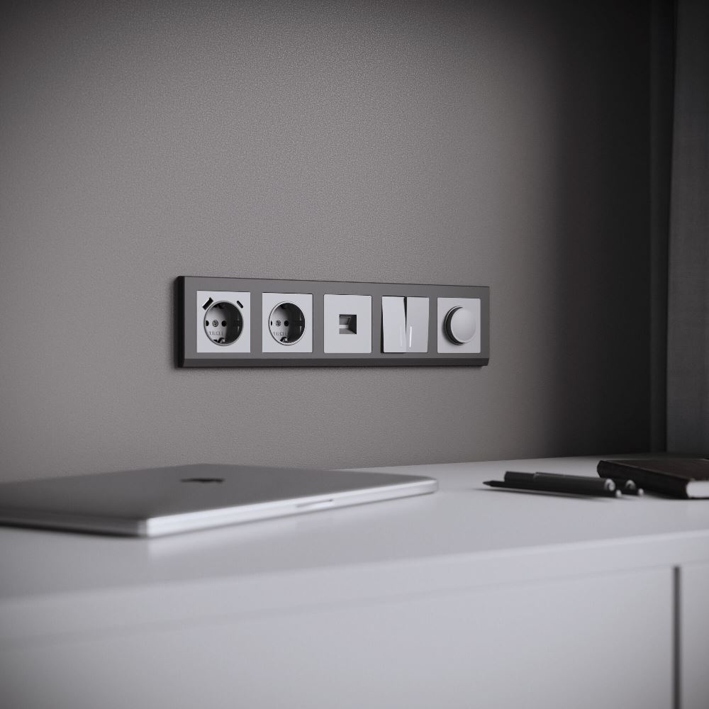 Выключатель двухклавишный встраиваемый Werkel с подсветкой Серебряный матовый W1120165 — изображение 4