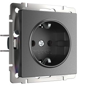 Розетка встраиваемая Werkel с заземлением и шторками Графит матовый W1171164