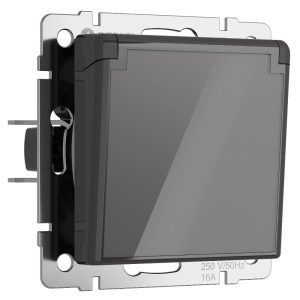 Розетка встраиваемая влагозащищенная Werkel с заземлением, шторками и защитной крышкой Графит W1171244