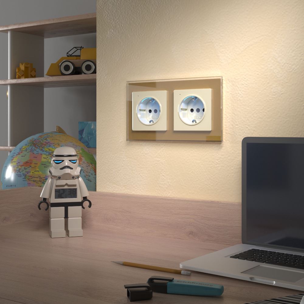 Розетка встраиваемая Werkel W с подсветкой, заземлением, защитными шторками Слоновая кость W1171403 — изображение 2