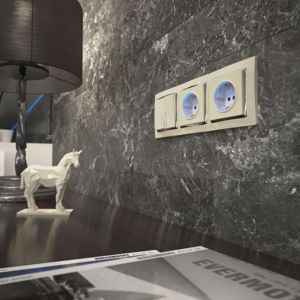 Розетка встраиваемая Werkel W с подсветкой, заземлением, защитными шторками Слоновая кость W1171403 — изображение 3