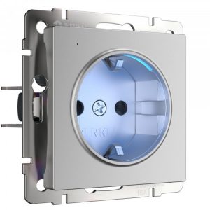 Розетка встраиваемая Werkel с подсветкой, заземлением Серебряный W1171406