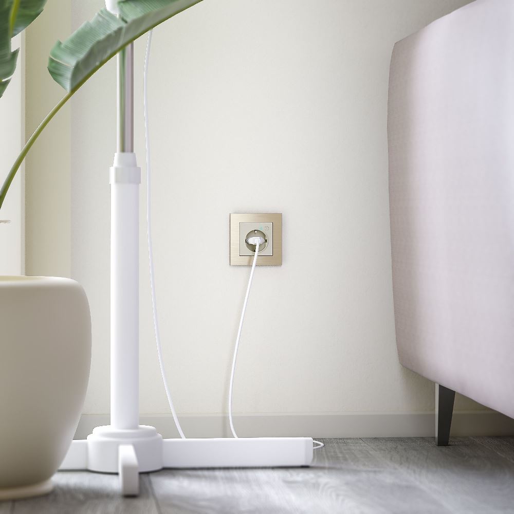 Умная встраиваемая розетка Werkel с Wifi, заземлением и шторками Слоновая кость W1171603 — изображение 3