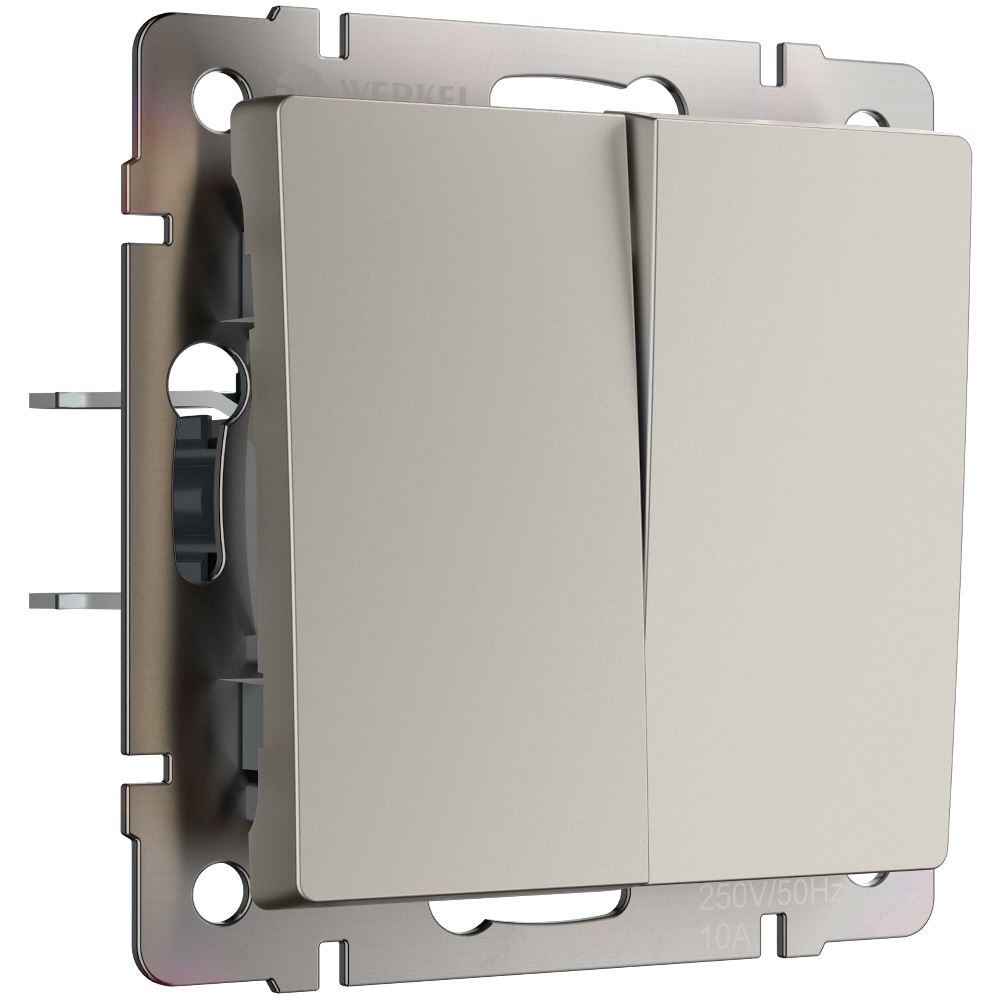 Выключатель двухклавишный встраиваемый проходной Werkel Дымчатый W1222004