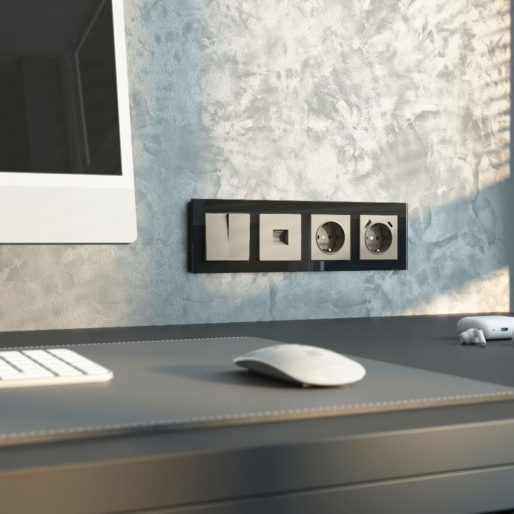 Выключатель двухклавишный встраиваемый проходной Werkel Дымчатый W1222004 — изображение 3