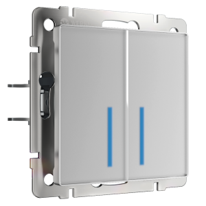 Выключатель двухклавишный встраиваемый сенсорный Werkel с подсветкой Cеребряный W4520006