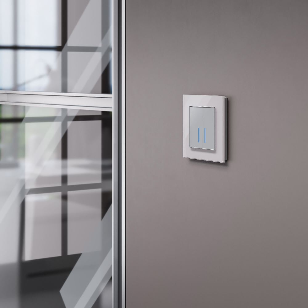 Выключатель двухклавишный встраиваемый сенсорный Werkel с подсветкой Cеребряный W4520006 — изображение 3