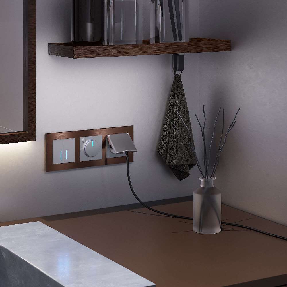 Выключатель двухклавишный встраиваемый сенсорный Werkel с подсветкой Cеребряный W4520006 — изображение 4