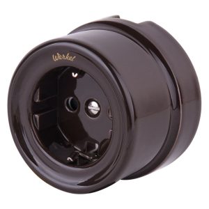 Розетка накладная Werkel Ретро с заземлением Коричневый W5671014