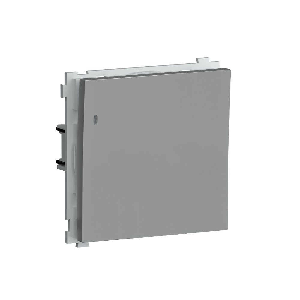 Выключатель одноклавишный встраиваемый Donel R98 с подсветкой Алюминий матовый DA03101-DA29026