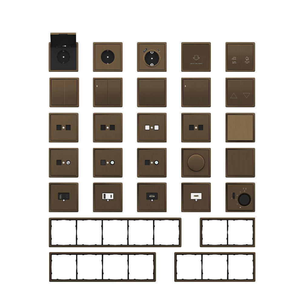 Выключатель двухклавишный встраиваемый проходной Donel R98 Metal Латунь DA10800-DA295ME — изображение 3