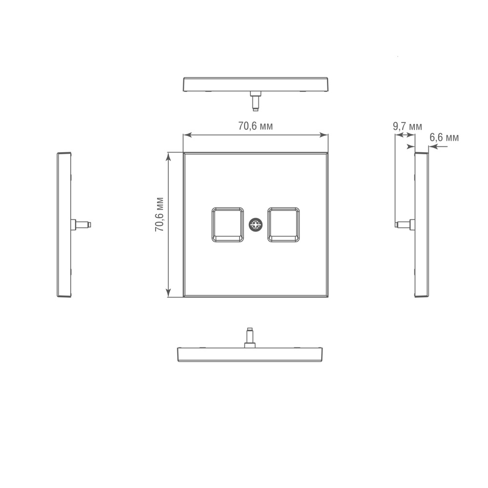 Розетка встраиваемая телефонная двойная Donel R98 Metal RJ11 + RJ11 Золото матовое DA14400-DA869BR — изображение 6