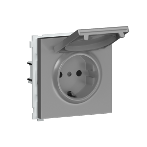 Розетка встраиваемая Donel R98 Schuko с крышкой и заземлением на клеммах Алюминий матовый DA17700-DA45426