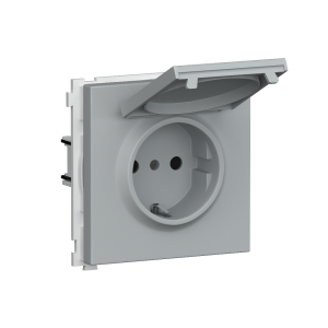 Розетка встраиваемая Donel R98 Schuko с крышкой и заземлением на клеммах Серый матовый DA17700-DA45440