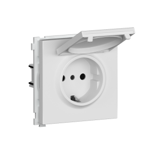 Розетка встраиваемая Donel R98 Schuko с крышкой и заземлением на винтах Белый матовый DA18800-DA45433