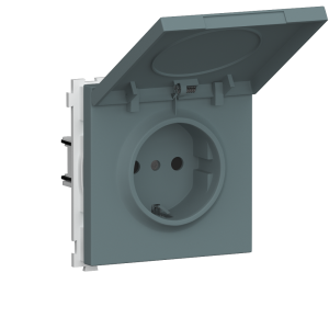 Розетка встраиваемая Donel R98 Schuko с крышкой и заземлением на винтах Изумруд матовый DA18800-DA52039