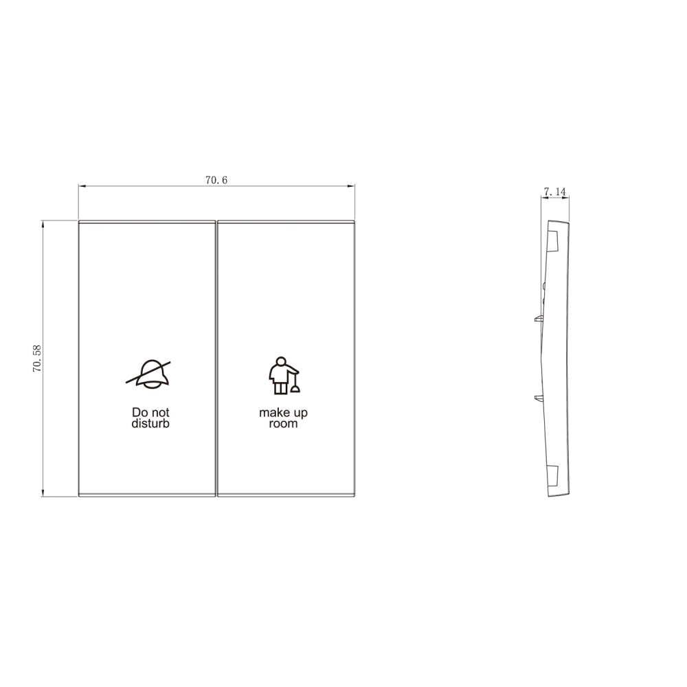 Выключатель двухклавишный встраиваемый Donel R98 с символами DND/MUR Карбон матовый DA25800-DA88830 — изображение 5