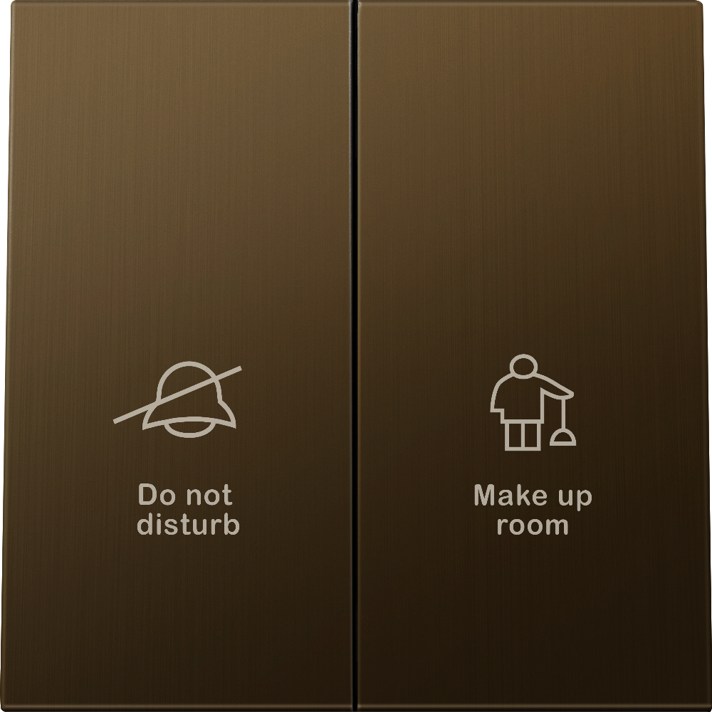 Выключатель двухклавишный встраиваемый Donel R98 Metal с символами DND/MUR Латунь DA25800-DA888ME — изображение 2