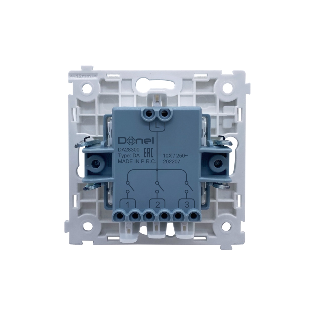 Выключатель трехклавишный встраиваемый Donel R98 Сталь матовая DA28300-DA29337 — изображение 4