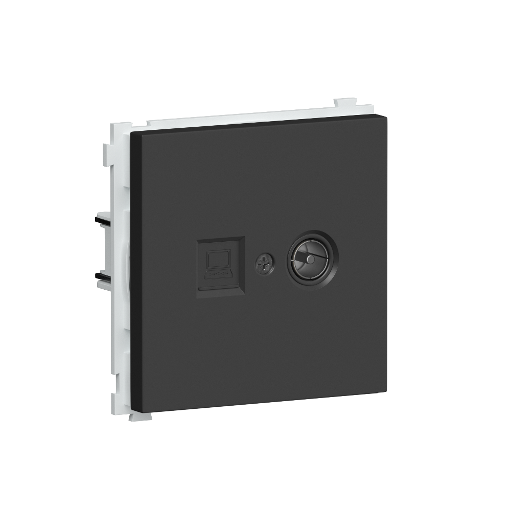 Розетка встраиваемая комбинированная Donel R98 RJ45+ SAT Черный матовый DA30600-DA88928