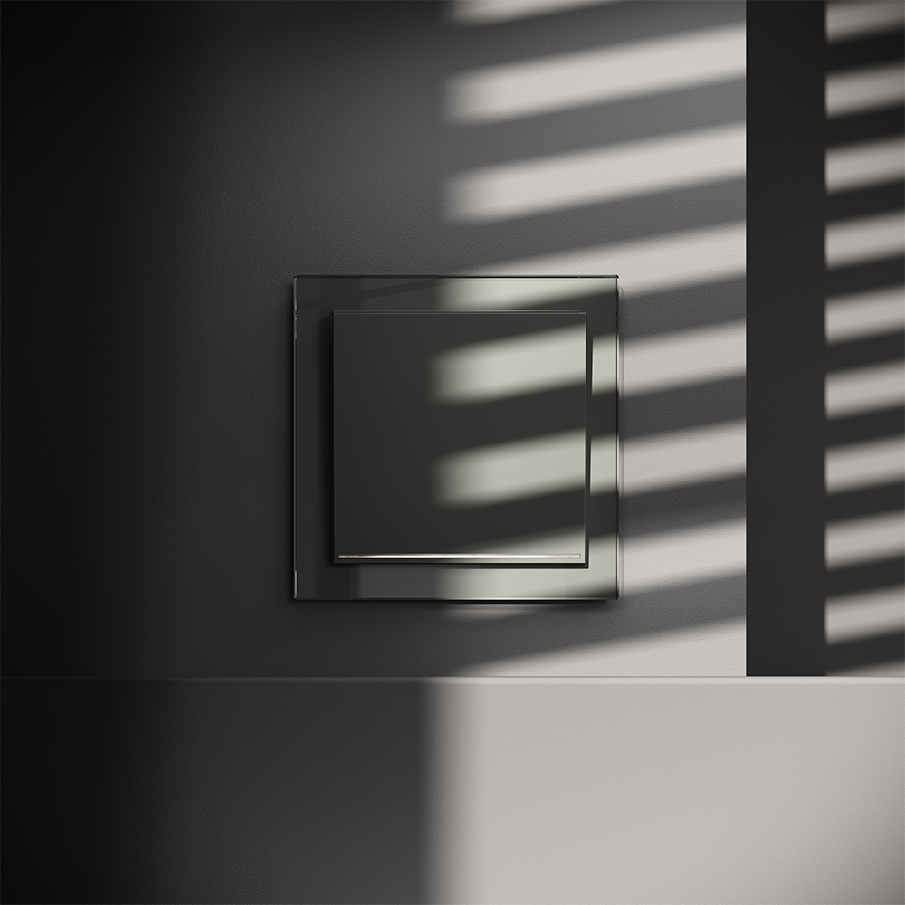 Выключатель одноклавишный встраиваемый Voltum S70 с подсветкой Титан VLS010206 — изображение 4