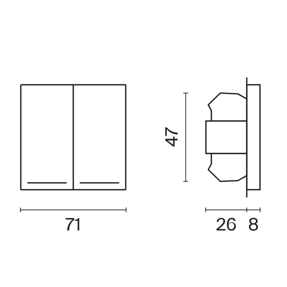 Выключатель двухклавишный встраиваемый Voltum S70 с подсветкой Сталь VLS020205 — изображение 6