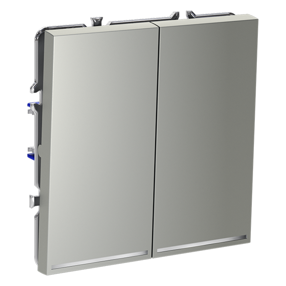 Выключатель двухклавишный встраиваемый Voltum S70 с подсветкой Сталь VLS020205 — изображение 2