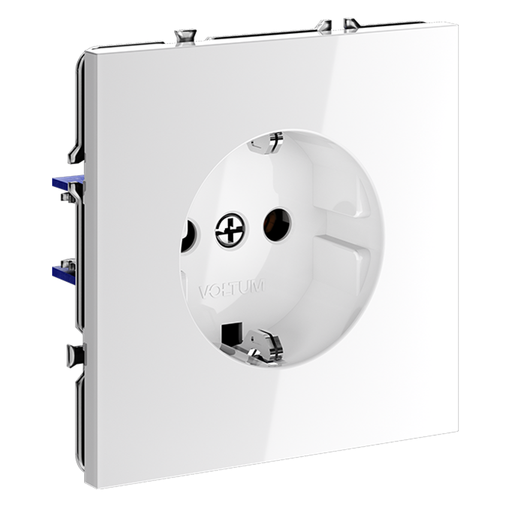 Розетка встраиваемая Voltum S70 с заземлением Soft touch Белый Глянцевый VLS040101 — изображение 2