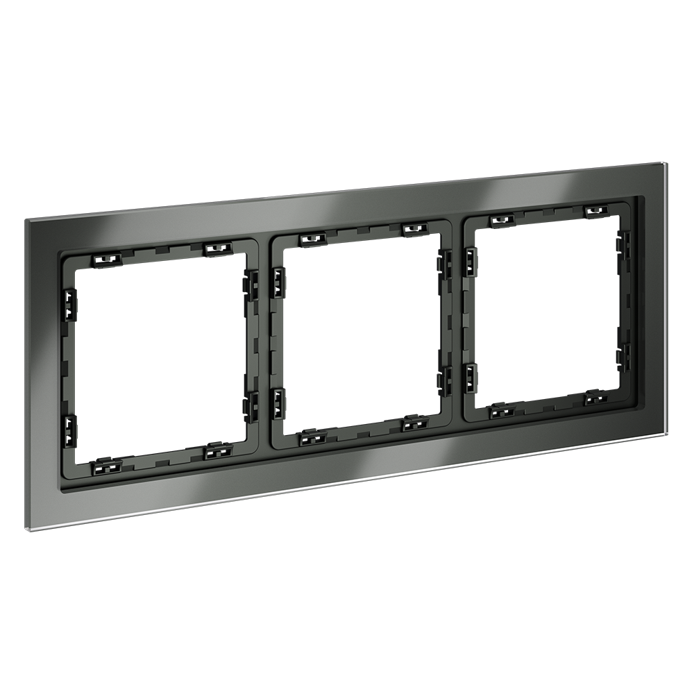 Рамка стеклянная Voltum S70 на 3 поста Титан глянцевый VLS110306 — изображение 2