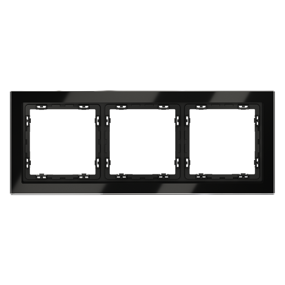 Рамка стеклянная Voltum S70 на 3 поста Черный глянцевый VLS110308